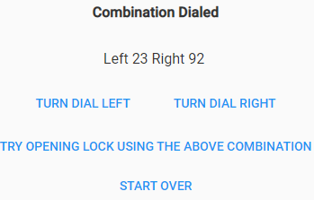 The combination being dialed and other controls